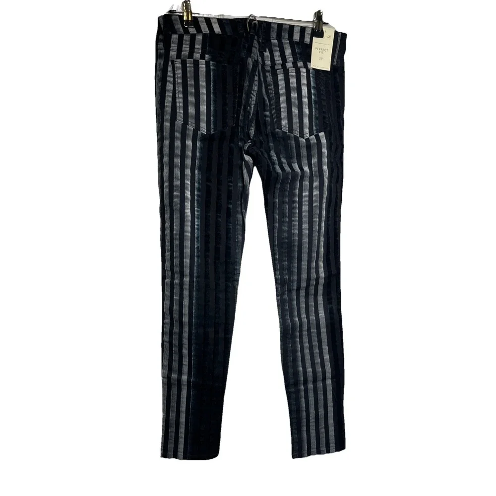 Vintage Frankie B NWT‎ Low Rise Velvet Striped Skinny Pants Womens Size 29 Y2K